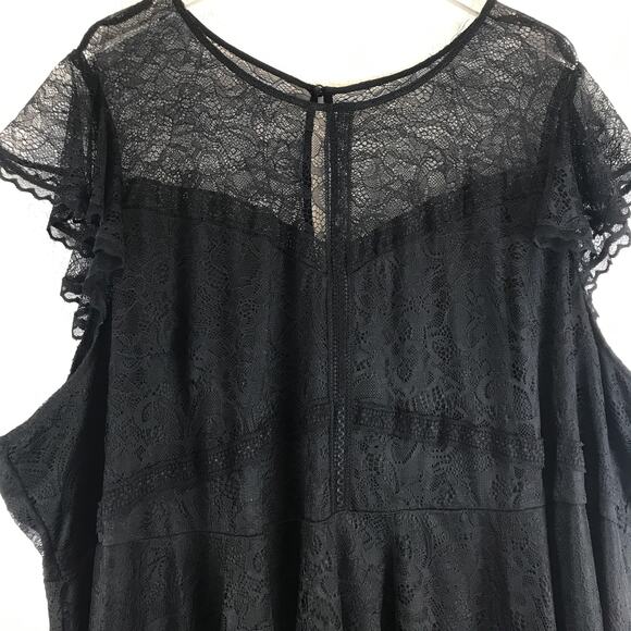 Torrid Peplum Lace Ruffle Sleeve Top Black Boho Romantic Gothic Plus Size 6X - Picture 3 of 12